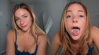 The girl took a long thread of saliva to the floor, showcasing her intense deepthroat skills