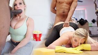 The stepmom gets her pussy wet and messed up by BBC