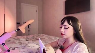 The girl has no permanent boyfriend, so she masturbates with a rubber dildo