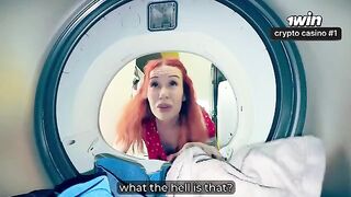 A girl got stuck in the washing machine and had sex with her stepmom