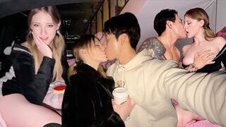 A passionate encounter turns into an intense backseat session