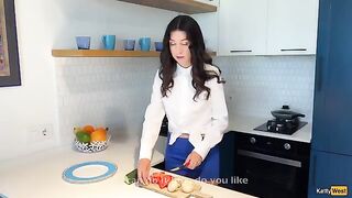 Babe was cooking when I grabbed her by the neck and fucked her hard