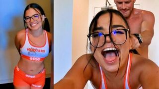 The guy hard fucked the Asian waitress after her shift in hardcore action