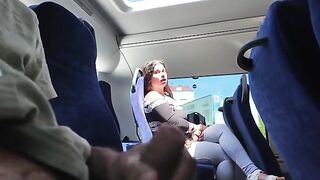 A busty woman was caught in a public bus with her boobs out