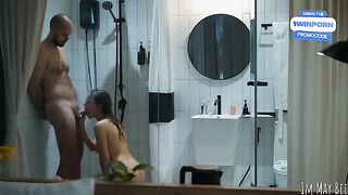 The shower is too small, but it’s just right for their passionate encounter