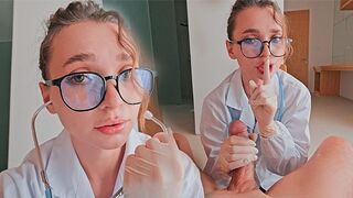 The nurse distracted me from blowjob by her loud moans, hospital setting