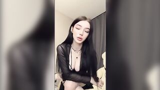 A girl with pink pussy plays with her favorite dildo and orders you to lick it