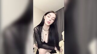 A girl with pink pussy plays with her favorite dildo and orders you to lick it
