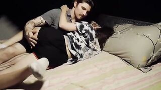 The best position for a gentle, intense experience on a bed sheet