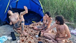Two girls are having sex in the woods just for fun