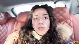 The guy made a fireworks on the face of a sexy girl