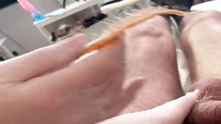 A man got his dick waxed by a hot Russian girl, SugarNadya