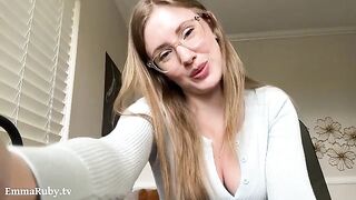 A girl with glasses seduces you and fucks you softly