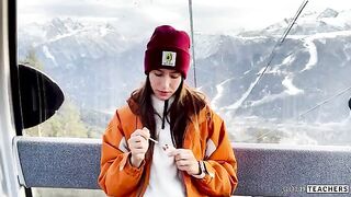 Naughty beauty got fucked by stranger in the mountain cableway