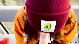 Naughty beauty got fucked by stranger in the mountain cableway