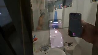 Martina Smith attempts to hold back during the Squirt Challenge in public