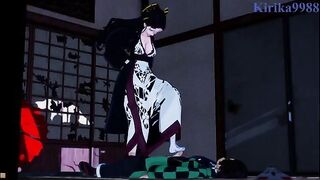 Tanjiro Kamado fucked Daki hard in a Japanese-style room, demon slayer style