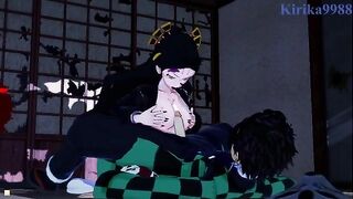 Tanjiro Kamado fucked Daki hard in a Japanese-style room, demon slayer style