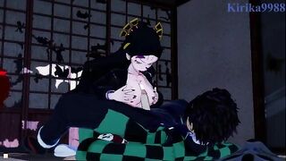 Tanjiro Kamado fucked Daki hard in a Japanese-style room, demon slayer style