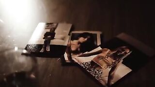 Hot brunette and blonde in a dark, passionate threesome scene with intense energy